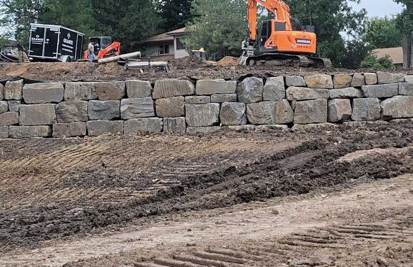 Lime stone Retaining wall construction